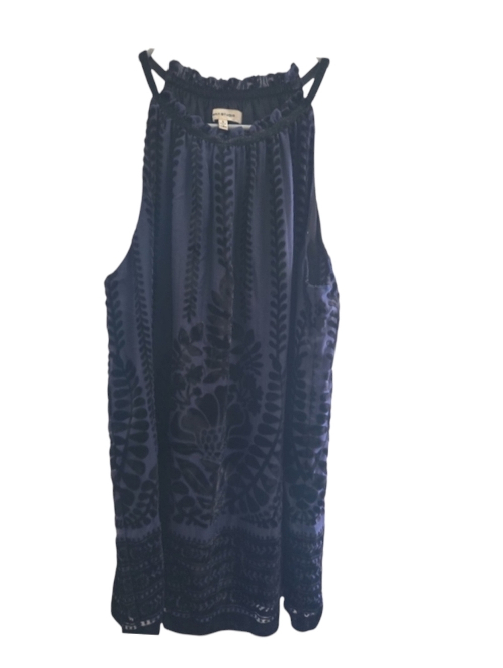Max Studio Midnight Blue Velvet Blouse SZ S